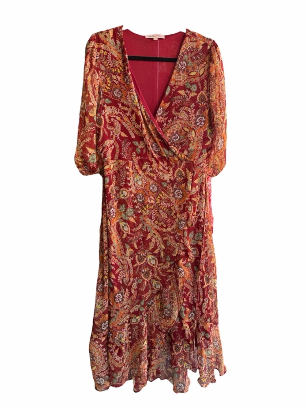 Harlow & Rose Women’s Red Paisley Wrap Midi Dress - Women